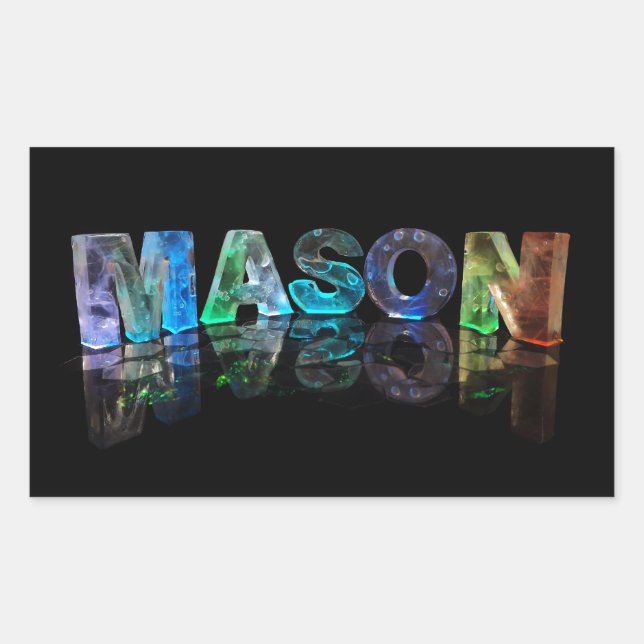Adesivo Retangular O nome Mason em luzes 3D (fotografia) (Frente)