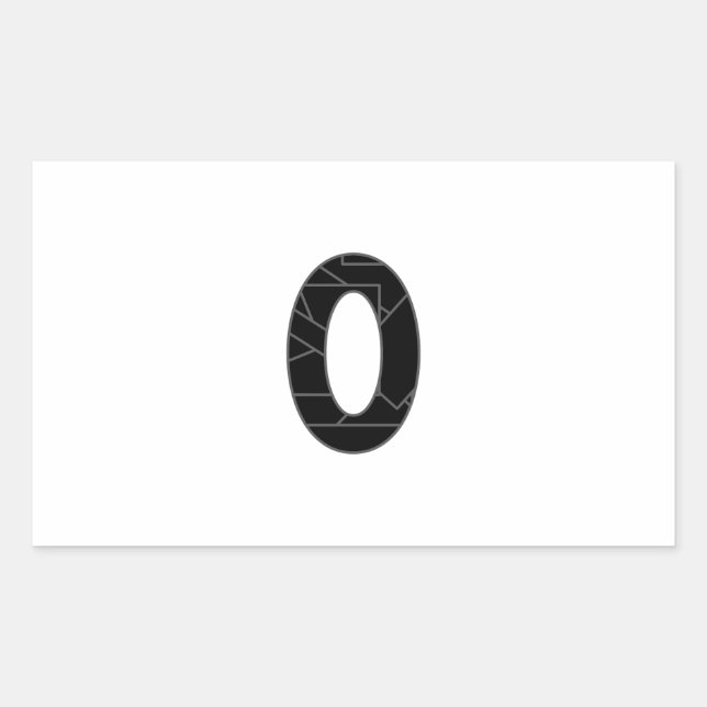 Adesivo Retangular O número zero (0) a preto (Frente)