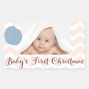 Adesivo Retangular O primeiro Natal do bebê com foto
