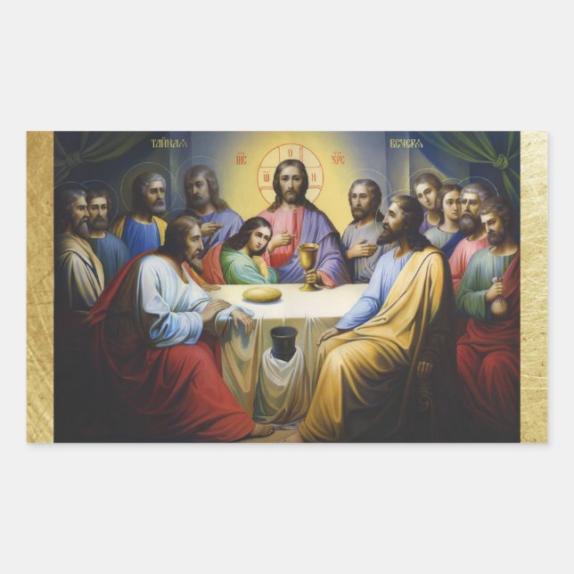 Adesivo Retangular O Último Vinheta de Natal de Jesus Cristo do Janto (Frente)