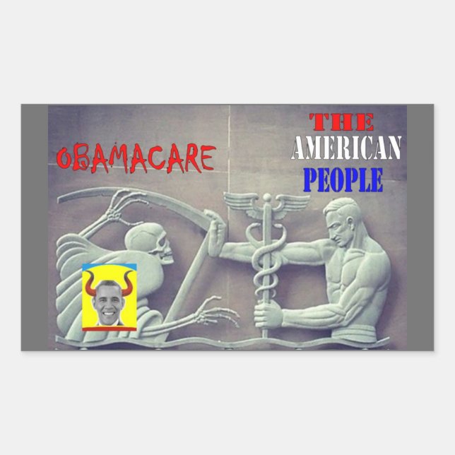 Adesivo Retangular OBAMA CARE vs. PESSOAS AMERICANAS (Frente)