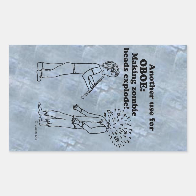 Adesivo Retangular Oboe Zombie Explode Vinheta Retangular (Frente)