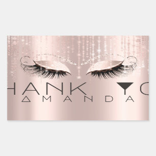 Adesivo Retangular Obrigado A Dar O Nome Mínimo De Rosa Bridal Doce 1