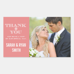 Adesivo Retangular Obrigado bonito do pêssego do floco de neve você