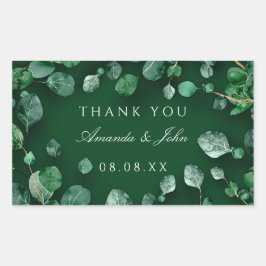 Adesivo Retangular Obrigado Eucalyptus Woodland Rustic Weding Green