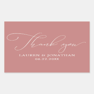 Adesivo Retangular Obrigado, favor Wedding, aumentou, branco