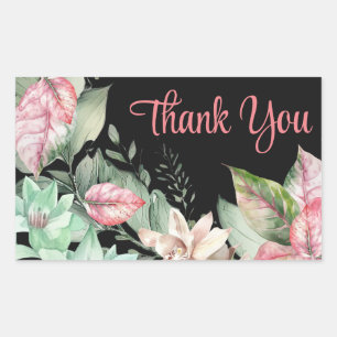 Adesivo Retangular Obrigado Floral Art Sticker
