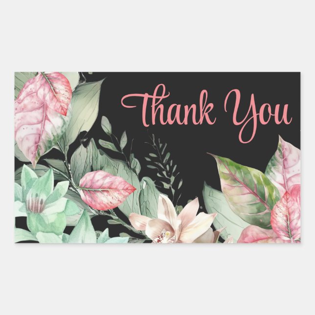 Adesivo Retangular Obrigado Floral Art Sticker (Frente)