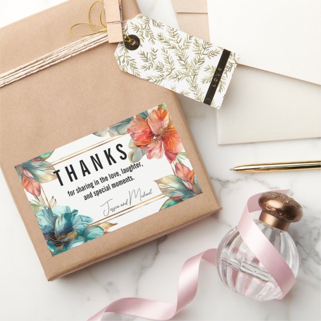 Adesivo Retangular Obrigado Hibiscus Serenade Paradise (Presentear)