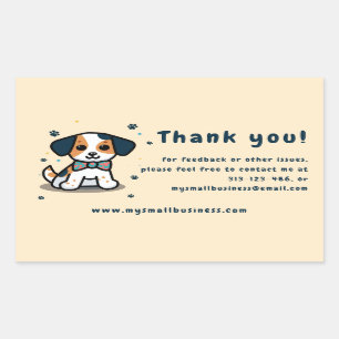 Adesivo Retangular Obrigado Kawaii para suas informações comerciais