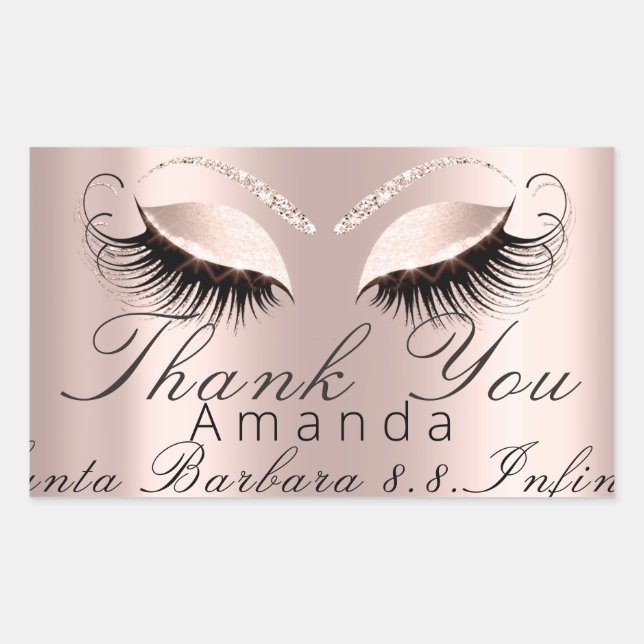 Adesivo Retangular Obrigado Nome Data Rosa Bridal Doce 16º (Frente)