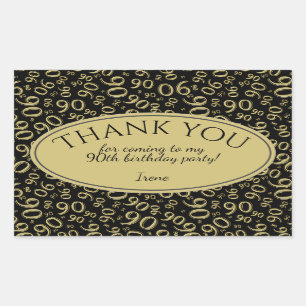 Adesivo Retangular Obrigado - ouro e preto do teste padrão do númer