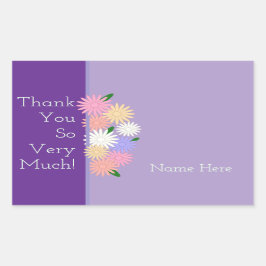 Adesivo Retangular Obrigado Personalizado Daisy Flower Purple