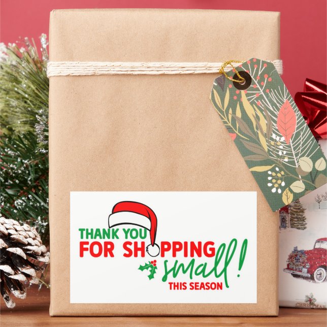 Adesivo Retangular Obrigado por Comprar Férias de Pequenas Empresas (Feriado)