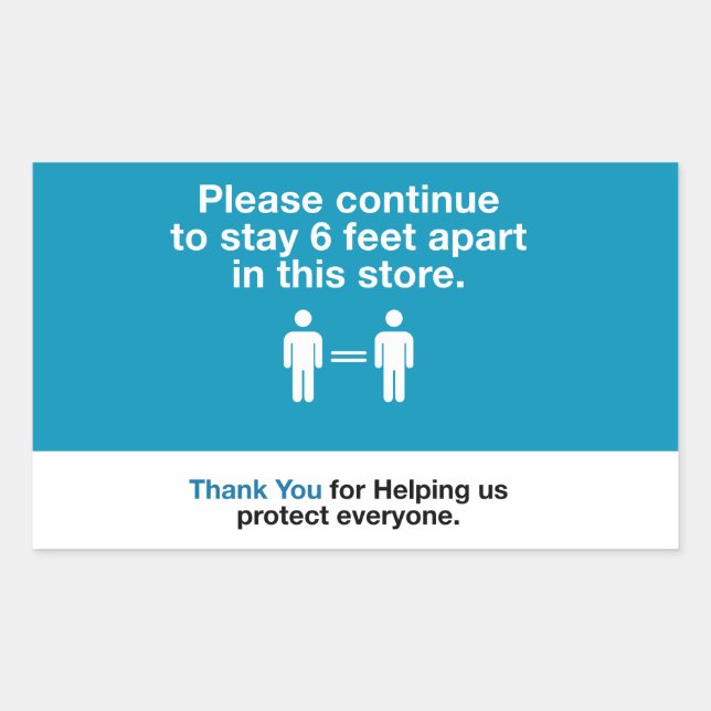 Adesivo Retangular Obrigado Por Praticar Distância Social (Frente)