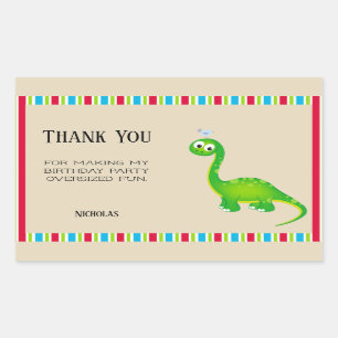 Adesivo Retangular Obrigado pré-histórico do dinossauro você