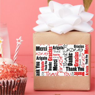 Adesivo Retangular Obrigado preto e vermelho você exprime a nuvem