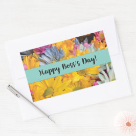 Adesivo Retangular Obrigados do dia do chefe Gerbera Daisies