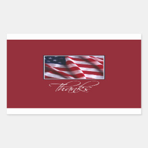 Adesivo Retangular Obrigados Patrióticos da Bandeira Americana em Ve