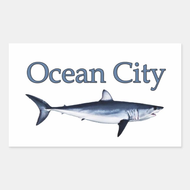 Adesivo Retangular Ocean City Maryland Logo (mako shark) (Frente)