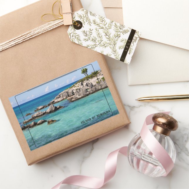 Adesivo Retangular Oceano de Bermudas Tranquilo (Presentear)