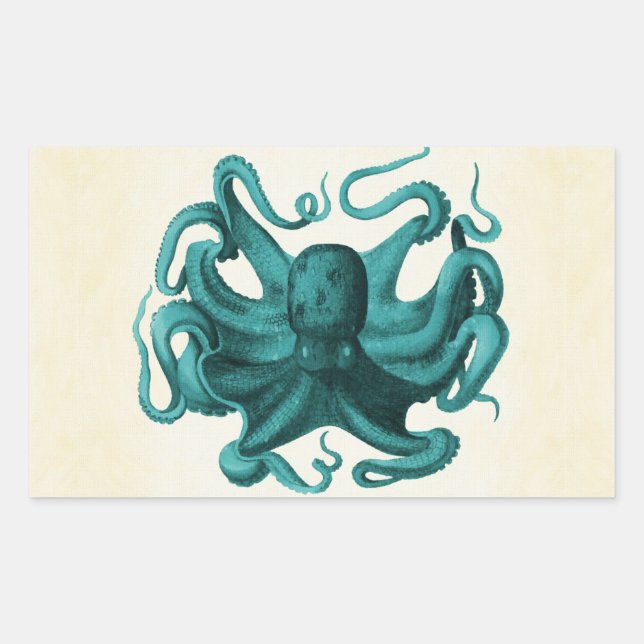 Adesivo Retangular Octopus Vintage (Frente)