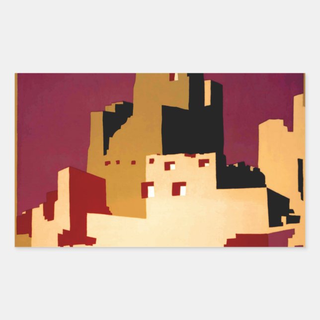 Adesivo Retangular Oeste do Sudoeste Pueblo WPA Nacional (Frente)