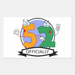 Adesivo Retangular Oficialmente bandeira de 52 aniversários