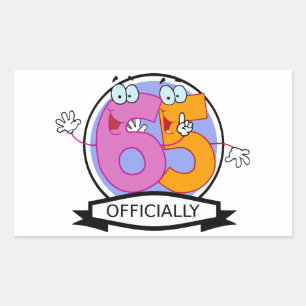 Adesivo Retangular Oficialmente bandeira de 65 aniversários