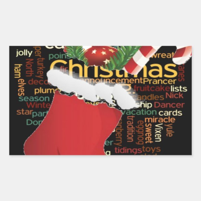 Adesivo Retangular Olá! Feliz Natal GIFTS e um Feliz ano novo (Frente)