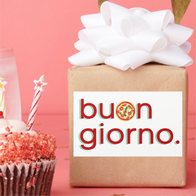 Adesivo Retangular Olá italiano Buongiorno com Pizza! (Festa)