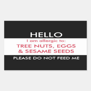 Adesivo Retangular Olá Meu nome é Alergia a Crianças Alergia Personal