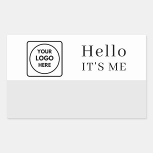Adesivo Retangular Olá Meu Nome É   Design Minimalista com Logotipo P
