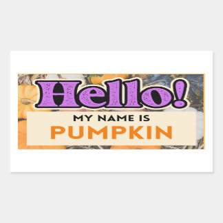 Adesivo Retangular Olá Meu nome é Pumpkin Fall Sticker