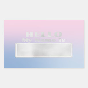 Adesivo Retangular Olá Meu Nome É Tag Meeting Family Meeting Cinza Me