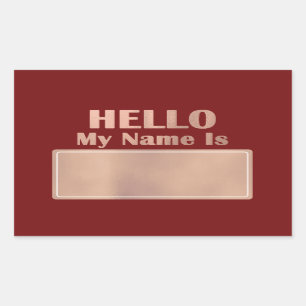 Adesivo Retangular Olá Meu Nome É Tag Meeting Weding Family Meetin