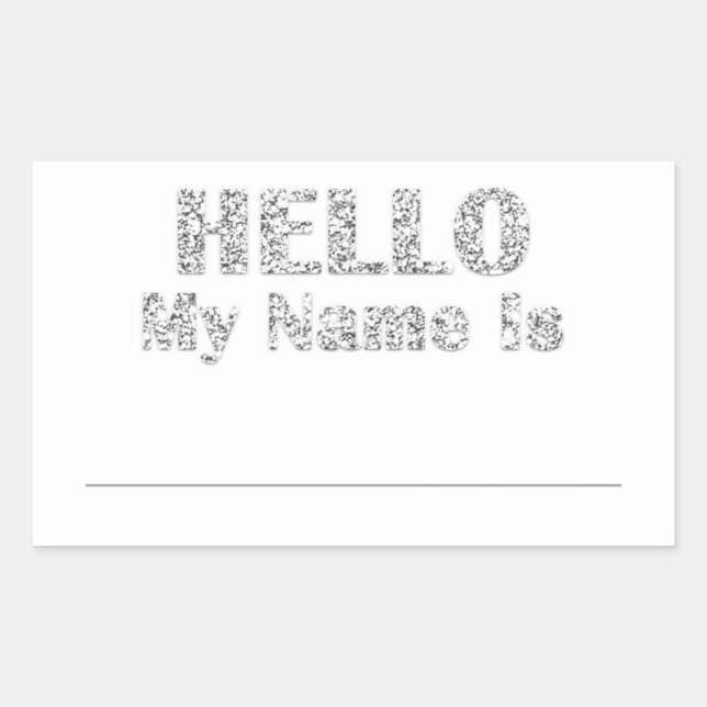 Adesivo Retangular Olá Meu Nome É Tag Reunições Classe Meeting Silver (Frente)