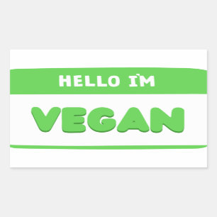 Adesivo Retangular Olá, sou Vegan - Crachá de identificação de Nome d