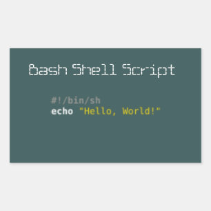 Adesivo Retangular Olá World Bash Shell Script