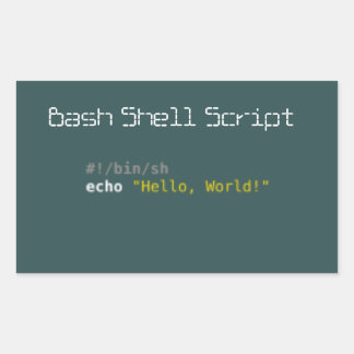 Adesivo Retangular Olá World Bash Shell Script