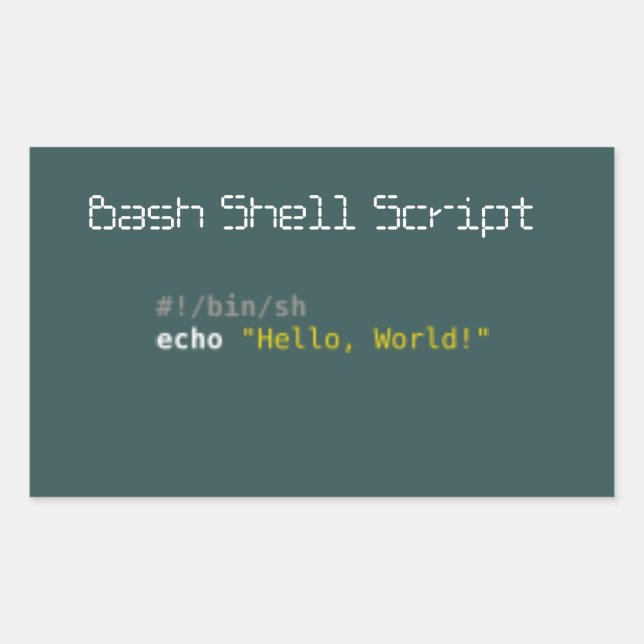 Adesivo Retangular Olá World Bash Shell Script (Frente)