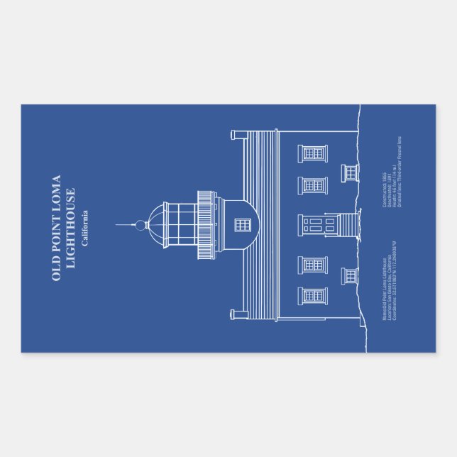 Adesivo Retangular Old Point Loma Lighthouse - Califórnia - AD (Frente)