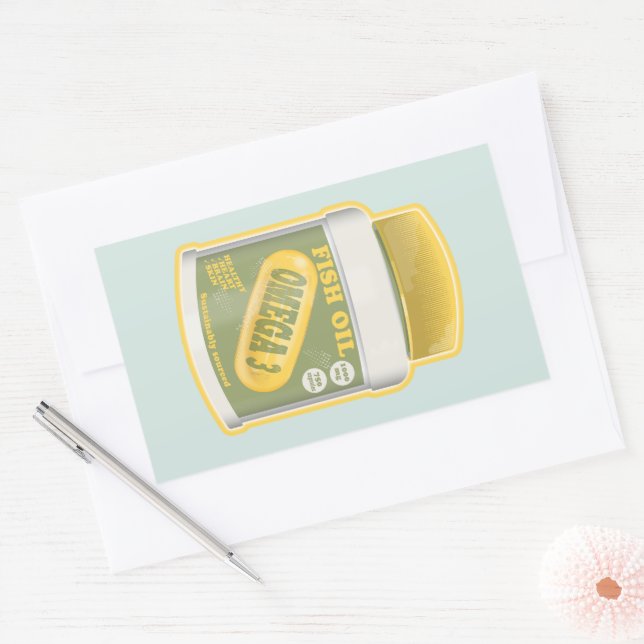 Adesivo Retangular Óleo de peixe ômega 3 (Envelope)