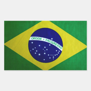 Adesivo Retangular Olhar brasileiro do vintage da bandeira