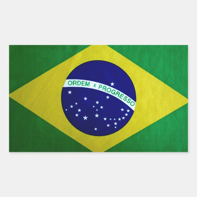 Adesivo Retangular Olhar para a Vintage na bandeira brasileira (Frente)
