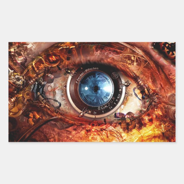 Adesivo Retangular Olho de Câmera Steampunk (Frente)