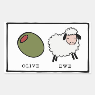 Adesivo Retangular Olive Ewe Love Puns