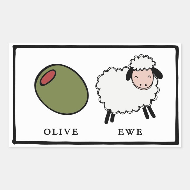 Adesivo Retangular Olive Ewe Love Puns (Frente)