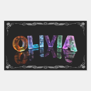 Adesivo Retangular Olivia - O nome Olivia em luzes 3D (Foto