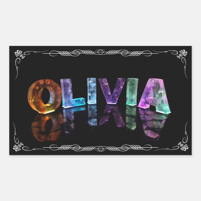 Adesivo Retangular Olivia - O nome Olivia em luzes 3D (Foto (Frente)